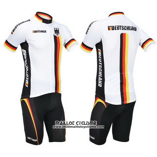 2013 Maillot Ciclismo Allemagne Blanc et Noir Manches Courtes et Cuissard